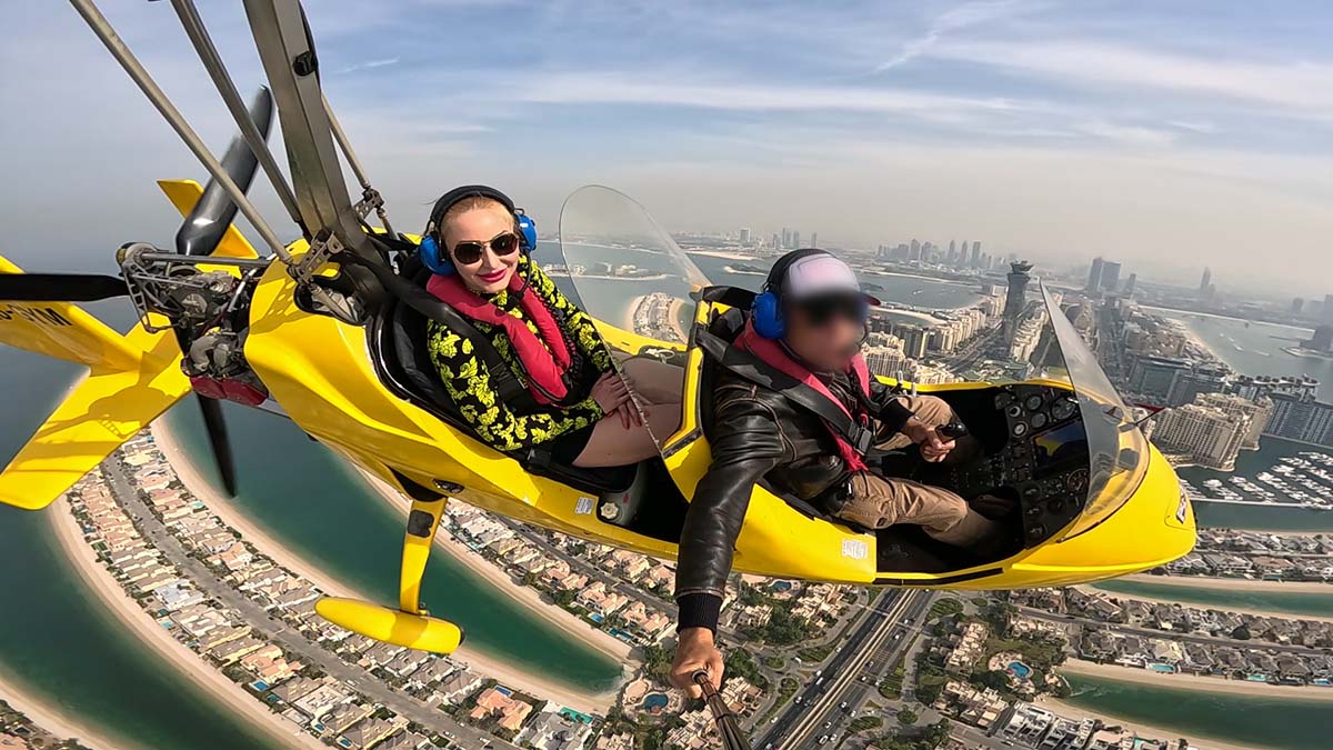 Beautiful helicopter flight over Dubai.